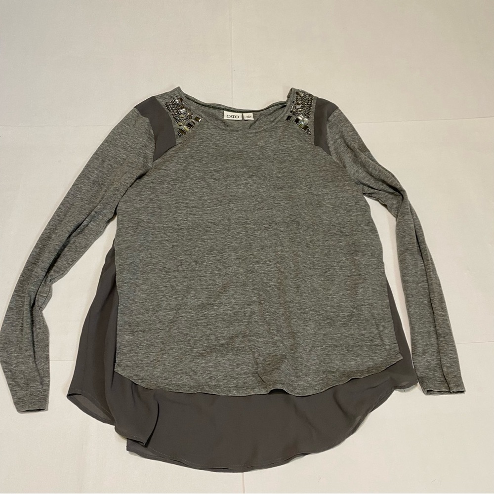 17. ⭐️Cato Gray Asymmetrical Embellished Blouse